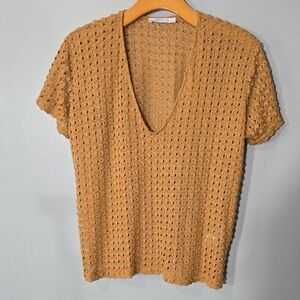 Zara Tan Cropped Relaxed T-Shirt